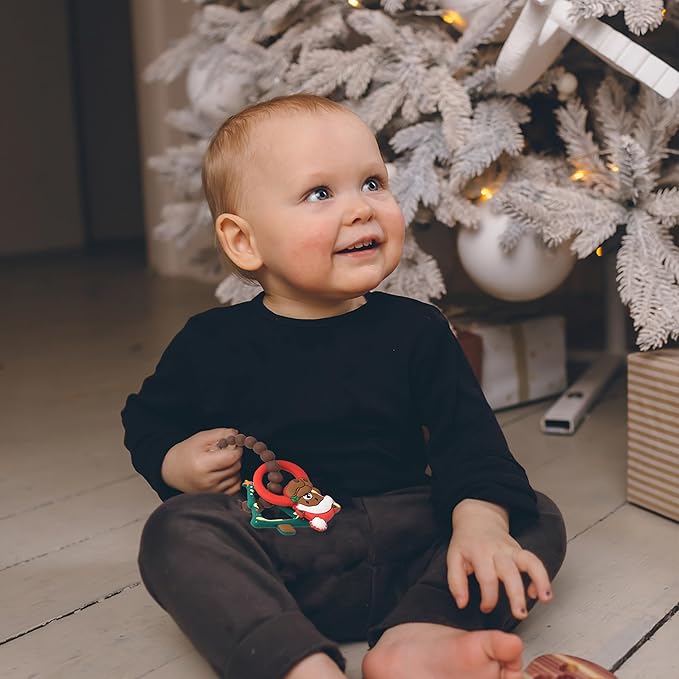 Christmas Baby Silicone Teether Christmas Tree and Bear Teething Ring Christmas Teething Toys Toddler Teething Chew Toys Christmas Gifts or Chritmas Stocking Filler