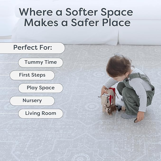 Little Landings Baby Play Mat for Floor - Layla (6x6ft) - Premium EVA Foam Play Mat for Babies & Toddlers (Ages 0-5+) - Non-Toxic Playmat for Tummy Time, Crawling & Playroom - Stylish & Comfortable