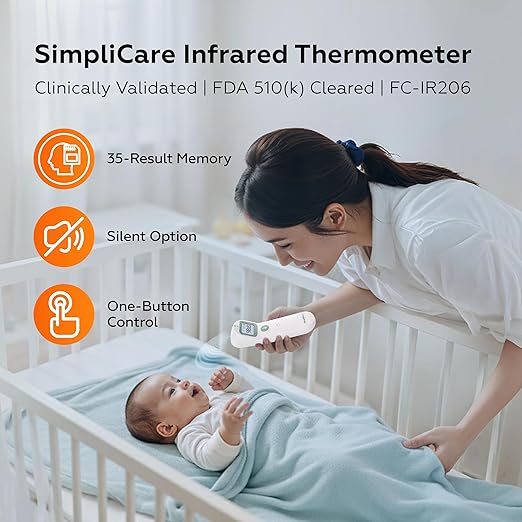 Baby Thermometer, FDA 510(k) Cleared Infrared Thermometer for Kids Adults Infants, Baby Essentials, Forehead Thermometer Non Contact, 2-in-1 Forehead & Object, Temperature Gun (FC-IR206)