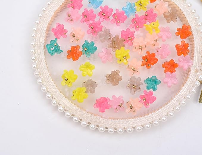 50 Pcs Colorful Mini Hair Claw Small Hair Clips Clamps Hair Accessories for Baby Girl Decorative Bun Tiny Hair Clips (Set-B)
