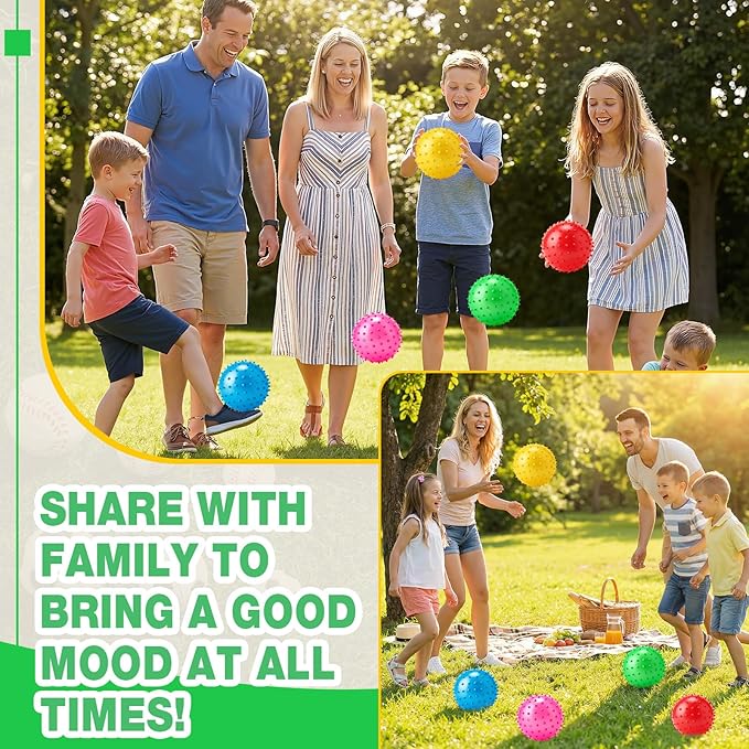 Jerify Knobby Balls Bouncy Spiky Sensory Ball Bulk Soft Inflatable Massage Stress Plastic Toy for School Party Play Indoor Outdoor