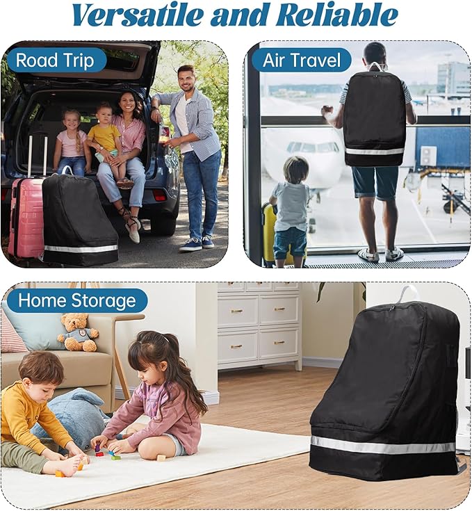 Car Seat Travel Bag Compatible with Nuna, Infant Car Seat Travel Bags for Graco, Large Padded Car Seat Backpack for Airplane, Easy to Store, Black