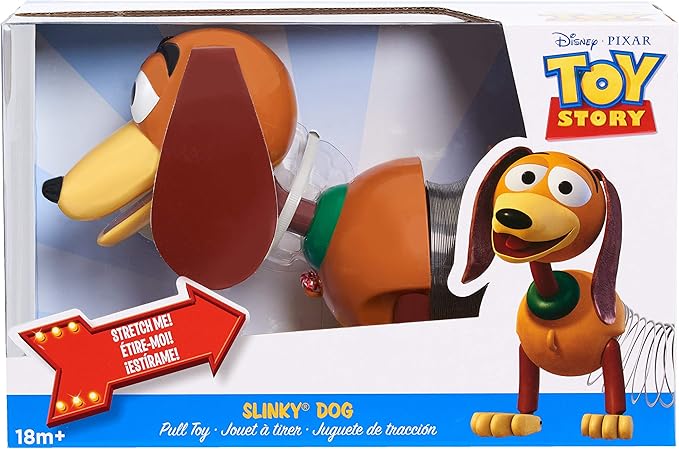 Disney and Pixar Toy Story Slinky Dog Pull Toy, Walking Spring Dog Toy, Classic Stretch Toy for Toddlers, Preschool Kids Toys Ages 18 Months and Up, Basket Stuffers by Just Play