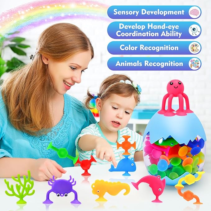 HYSZXUS Bath Toys - 27 PCS Suction Cup Toys Bathtub Toy Shower Toy for Kids Ages 4-8,Sensory Toys for 3 4 5 6 7 Year Old Boys Girls,Mold Free Bath Toy Travel Toy Easter Gifts