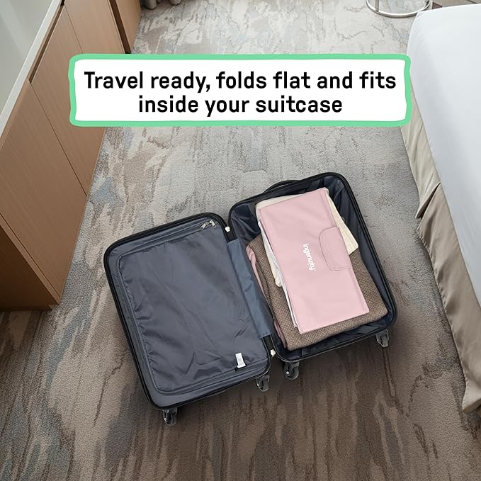 Ingenuity Tuckaway Toddler Folding Tub, Converts Shower to Tub, Folds to Store, Easy to Clean, No Assembly Required, Portable Baby Bathtub for Travel, 12M-5Y, Pink
