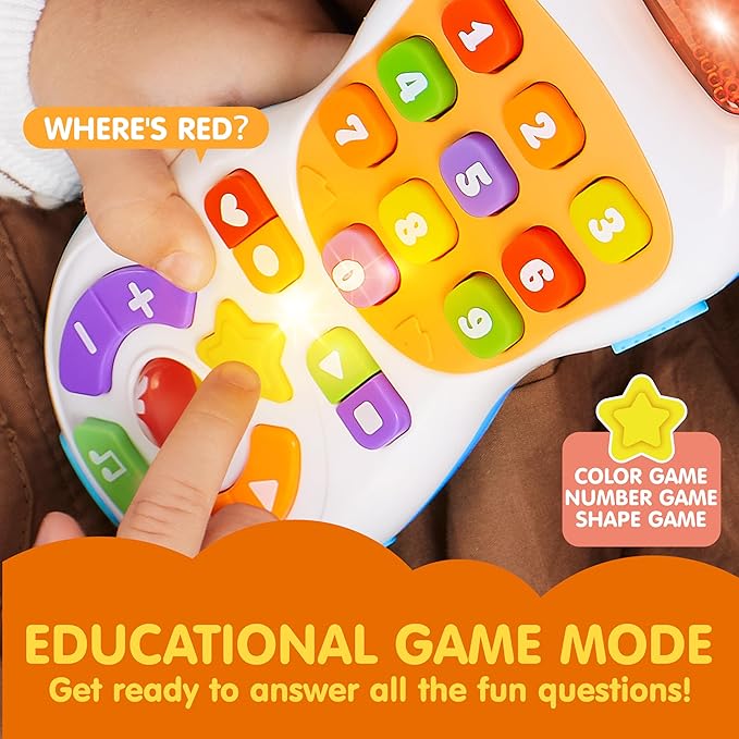 JOYIN Baby Toys 6-12 Months - TV Remote Control Toy with 40+ Music and Learning Phrases & Volume Control, Birthday Gift for Todder Girls Boys