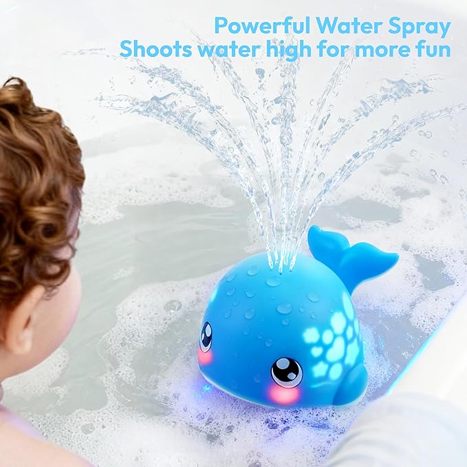 lalalark Baby Bath Toys, Sprinkler Whale Bath Toy for Babies 6-12 Months, Light Up Bath Toys for Kids Ages 1-3, Bathtub Toy for Boy & Girl, Easter Basket Stuffers for Toddler