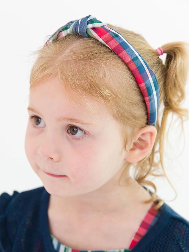 RuffleButts Prep School Plaid Knotted Headband - One Size