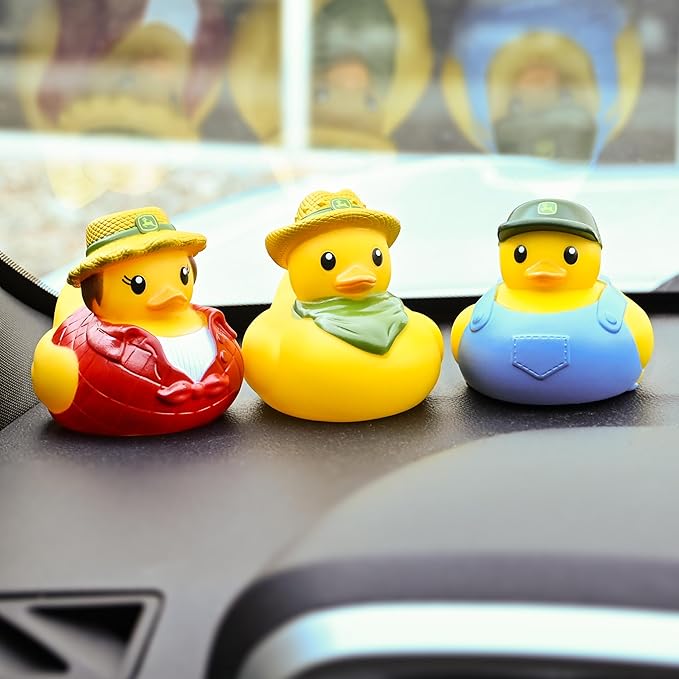 John Deere Rubber Duck - Collectible Farm Duckies in Assorted Cowboy & Farmer Inspired Styles - 3 Pack