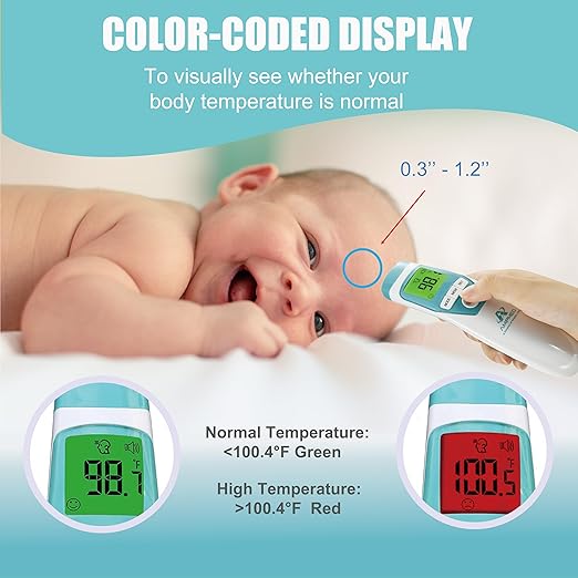 Amplim Hospital Medical Grade Non-Contact No-Touch Forehead Thermometer for Baby and Adults, Touchless Temporal Fever Thermometer, Fast and Accurate Digital Thermometer