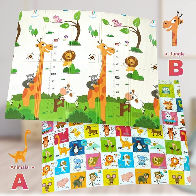 Mergren Baby Play Mat 79"×71", Extra Large Foldable Foam Floor Play Mat for Babies XPE Waterproof Crawling Mat, Anti-Slip,Toddlers, Infants, Reversible Playmat