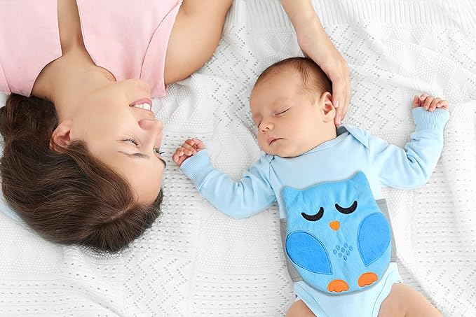 Baby Colic, Gas and Upset Stomach Relief, Baby Heated Tummy Wrap for Newborns - Belly Hugger - Infant Swaddling Belly Belt, Heating Pad with Soothing Warmth for Fussy Infants (Blue)