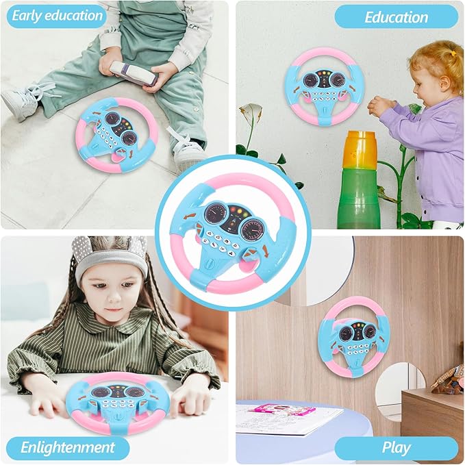 Homoyoyo Baby Steering Wheel Pretend Driving Simulated Driving for Bath Boys Girls 4 5 6 Years Old Pink (Pink)
