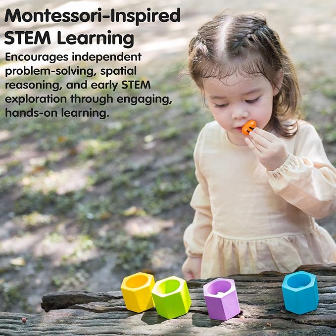 PlanToys® Wooden Beehive Color Sorting Toy for Toddlers | Montessori Fine Motor Skill Playset with Bees, Hives & Tweezers | STEM Learning Toy for Kids Ages 3+
