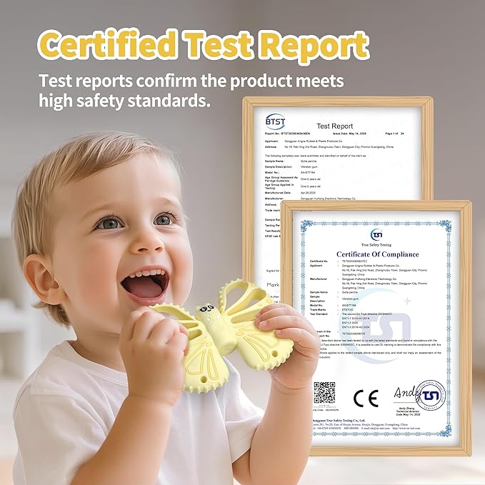Vibrating Teether for Baby - Sensory Chew Toy for Autistic Children & Vibrating Chewy, 10X Vibration Settings, Giving Autistic Children A Better Sensory Experience (Yellow)