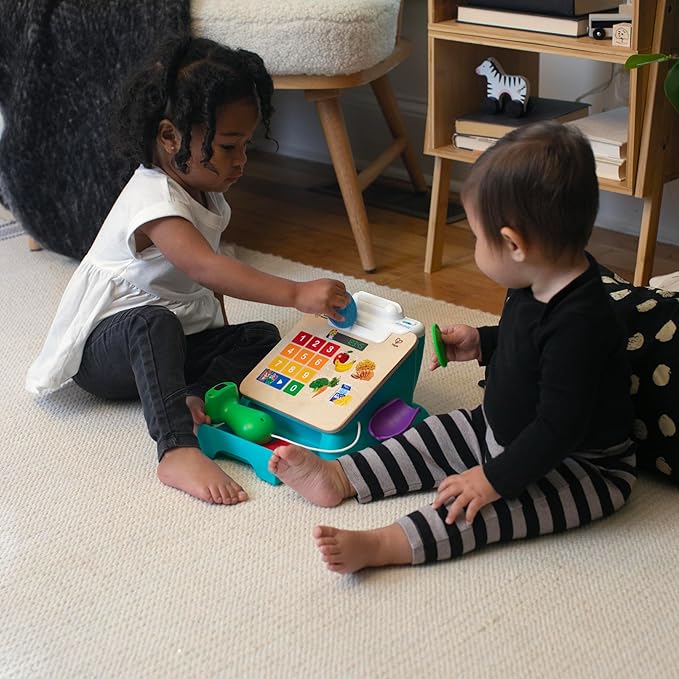Baby Einstein + Hape Magic Touch Toy Cash Register Pretend to Check Out Toy, Real Sounds and Music, Ages 1, 2, 3, 4+