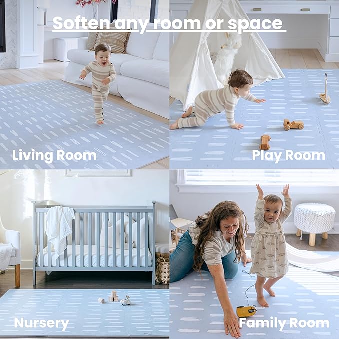 Little Landings Baby Play Mat for Floor - Shoreline (6x8ft) - Premium EVA Foam Play Mat for Babies & Toddlers (Ages 0-5+) Non-Toxic Playmat for Tummy Time, Crawling & Playroom - Stylish & Comfortable