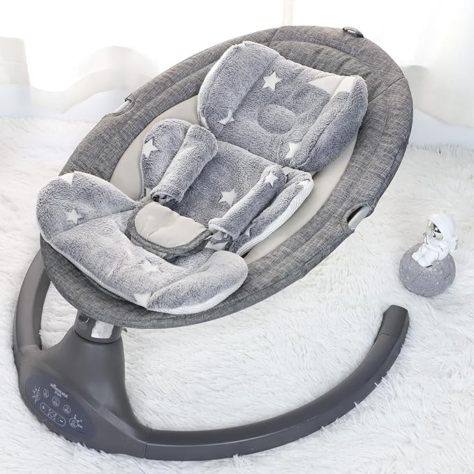Infant Car Seat Insert Boys Girls, Soft Flannel Baby Head Support & 2 Strap Pads, Preemie Newborn Carseat Cushion Reversible & All Season for Stroller, Baby Swing, Rocker, Bassinets, Bouncer Gray Star