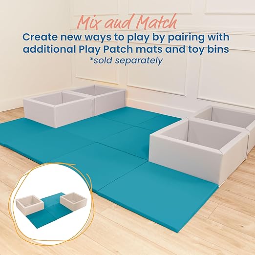 ECR4Kids SoftZone Play Patch Activity Mat Squares, Modular Playmat, Turquoise, 4-Pack