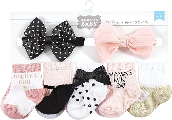 Hudson Baby Baby Girls' Sock and Headband 12pc Set
