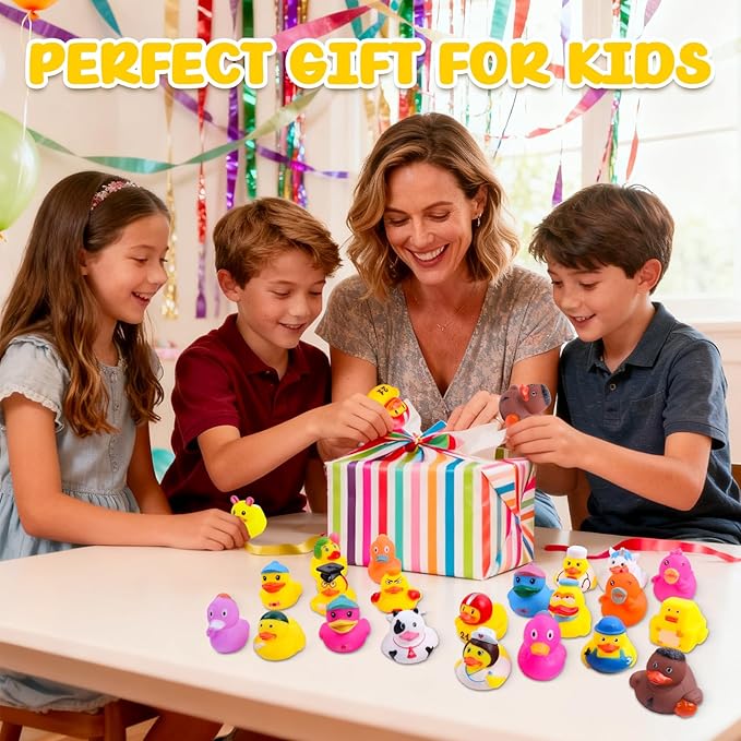 35Pcs Rubber Ducks in Bulk for Jeeps, Bath Toys Party Favors – Cute Mini Ducks with Unique Designs, Floating Toys for Kids, Pool, Car Decoration, Easter Gifts