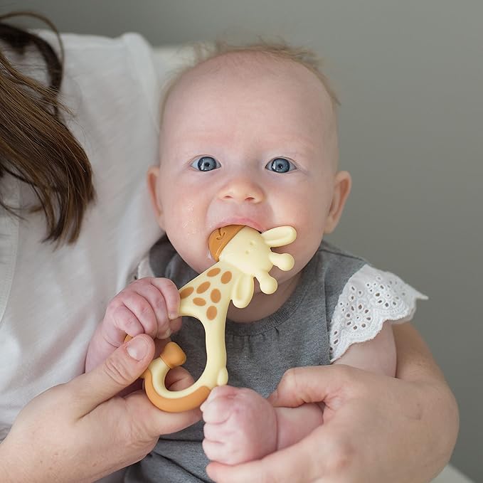 Dr. Brown's Flexees Pink Bunny & Ridgees Giraffe Silicone Baby Teethers, Designed for 3m+ Infants