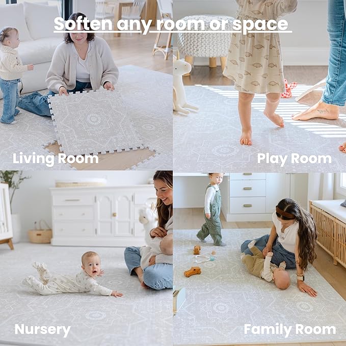 Little Landings Baby Play Mat for Floor - Layla (4x6ft) - Premium EVA Foam Play Mat for Babies & Toddlers (Ages 0-5+) - Non-Toxic Playmat for Tummy Time, Crawling & Playroom - Stylish & Comfortable