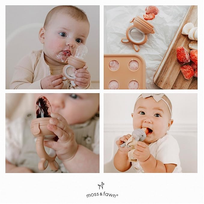 Moss and Fawn Forage Feeder - Baby Fruit Feeder, Frozen Breast Milk Popsicle Teether & Pacifier - BPA, PVC & Phthalate-Free - Terracotta
