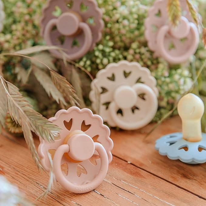 FRIGG Andersen Fairytale Natural Rubber Baby Pacifier | Made in Denmark | BPA-Free (Cream/Blush, 6-18 Months)