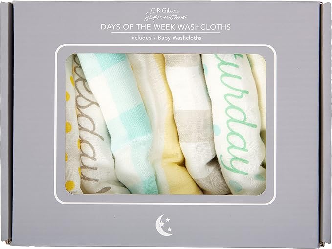 C.R. Gibson BWA-24546 Woodland Colors Gender Neutral 100% Cotton Gauze Baby Washcloths for Bath Time, 9" W x 9" L, Multicolor