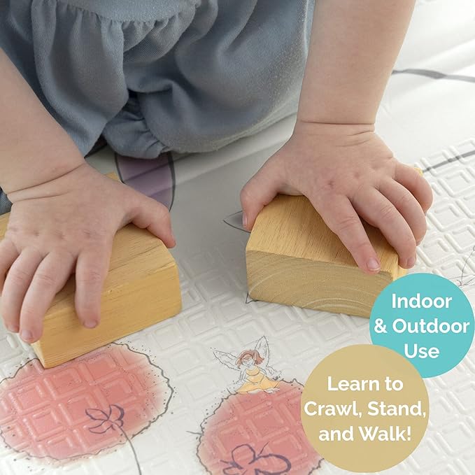 JumpOff Jo Foldable Foam Play Mat – Large Waterproof Baby & Toddler Activity Floor Mat, Double-Sided 70 x 59 Inch Play Surface