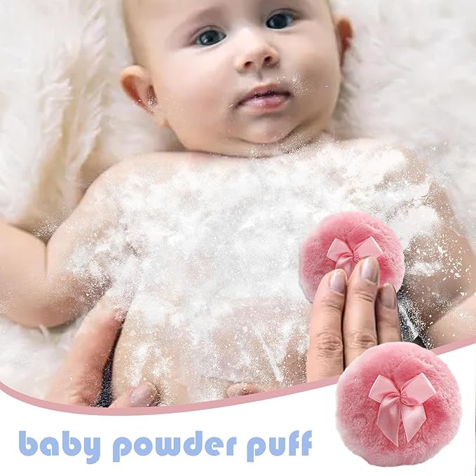 Generic Body Powder Puff - Portable Dustproof Powder Puff, Soft Round Face Body Powder Puff With Ribbon Bow | Skin-Friendly Furry Powder Puff, Body Powder Applicator Suitable For Home And Travel