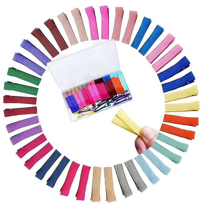 40PCS Boutique Fully Lined DIY Alligator Hair Clips 1.8" Baby Hair Barrettes for Fine Hair Infants Baby Girls Toddlers Kids (20 Colors in Pairs-Dark Multicolor)