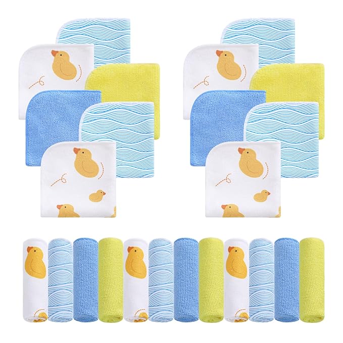 Viviland Baby Washcloths 24 Pack, Toddler Wash Cloths for Bath, Super Soft & Absorbent Bath Towel for Newborn and Infants, Baby Towels Care for Baby's Sensitive Skin