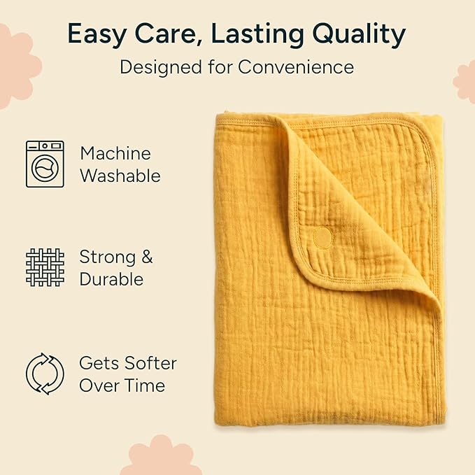Hands-Free Hooded Towel - 100% Organic Premium Muslin Cotton, 30" x 30", Ultra-Absorbent, Soft, Breathable, Hypoallergenic, Multipurpose, Gifts for Babies & Infants, Pack of 2