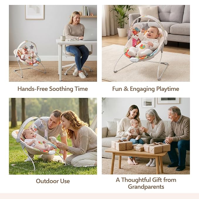 Baby Bouncer for Infant, Baby Bouncer seat,Electric Infant Bouncers with Music for Babies 0-6 Months Up to 20 lbs