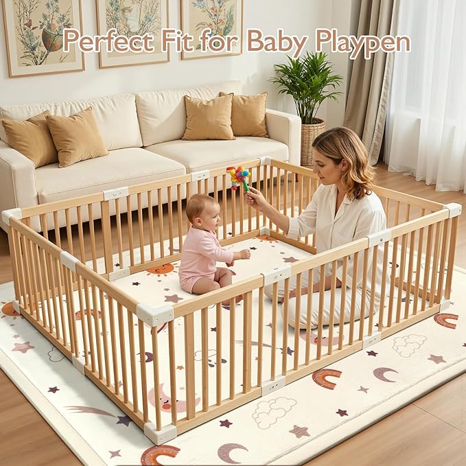 STARUIA Baby Play Mat for Floor, 1.1" Thick Memory Foam Tummy Time Mats, Soft Flannel Nursery Rug, Non Slip Crawling Mat for Toddlers, Kids, Playpen, Tatami Style for Living Room(59" X 79", Sky)