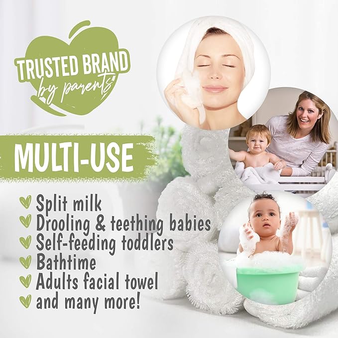 Baby Hair Brush & Bamboo Viscose Baby Washcloth Set for Newborn - Baby Bath Grooming Essential - Suitable for Delicate Newborn Scalp, Skin and Cradle Cap