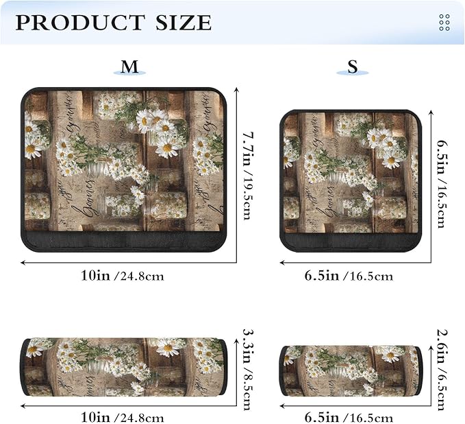 2 Pack Seatbelt Covers Seat Belt Cover Pad for Adults Boys Girls Car Seat Strap Covers Pads Cushion Universal Shoulder Strap Pad Protector for Backpack Camera Bag 10x7.7Inch Vintage Daisy Glass Jars
