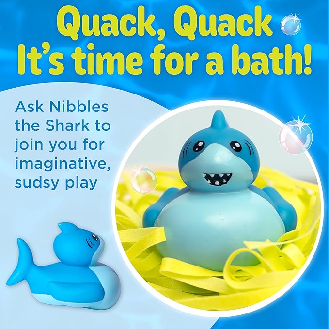 Creativity for Kids Soap Noodles Shark Bath Set | Mix, Swirl & Play with Green Soap Noodles & Nibbles The Shark Duck | Sensory Bath Toys & Fine Motor Skill Crafts (Ages 3+)