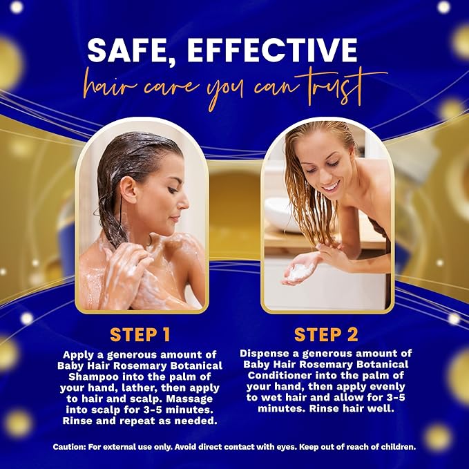 Baby Hair Botanical Shampoo & Conditioner Set - Anti Hair Fall & Hair Growth Formulas with Panthenol, Tea Tree Oil, Multivitamins (A, B3, D)