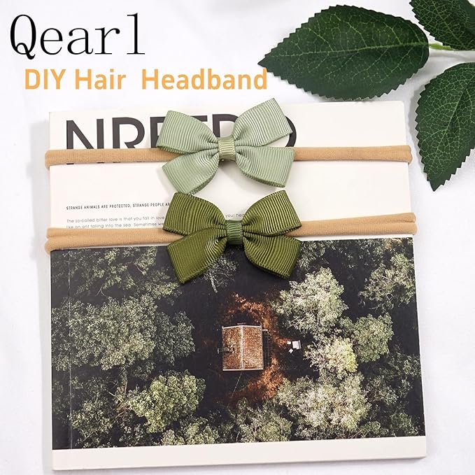 Qearl 60 Pack Soft Stretchy DIY Nylon Headbands Hair Bands Bows DIY Accessory for Newborn Baby Girls
