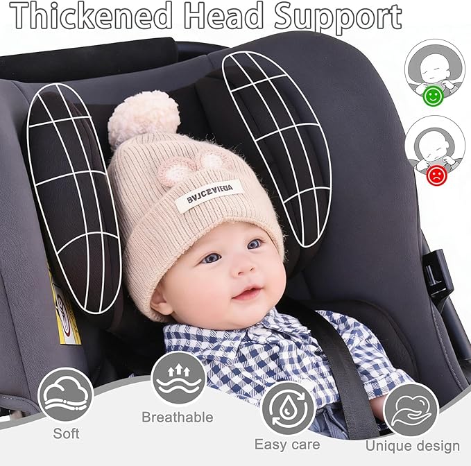 Infant Car Seat Insert，Carseat Head Support for Baby Preemie Newborn Infant,Babies Insert for Doona Stroller,Universal Baby Car Seat Head Support for Swing, Carseat(Black)