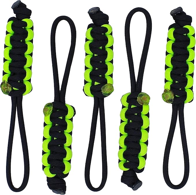 BubbasGarageTv - Large Heavy Duty Paracord Zipper Pulls (Lime Green)