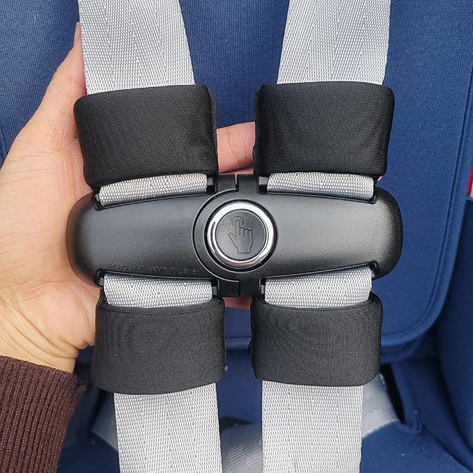 Seat Chest Harness Clip Car Seat Safety Belt Clip Buckle Lock Stroller Chest Clip Universal Replacement for Kids Trend Adjustable Guard (Black-N)