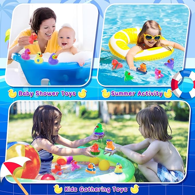 24 Pack Valentine Day Color Changing Rubber Ducks,Jeep Ducks for Ducking Baby Bath Beach Toys Easter Basket Stuffer Party Favors Mini Ducks for Pool Water Activity
