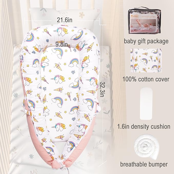 Viviland Baby Lounger Snuggle Me Lounger Fits 0-24 Months Newborn Infant Babies, Unicorn