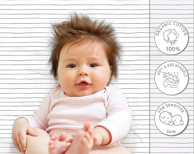 100% Organic Cotton Fitted Sheets Fit and are Compatible with Graco Pack n Play, Babyletto, Pamo Babe, Hiccapop, Dream on Me, Evenflo, Baby Trend Portable/Mini Crib/Playards. 2 Pk