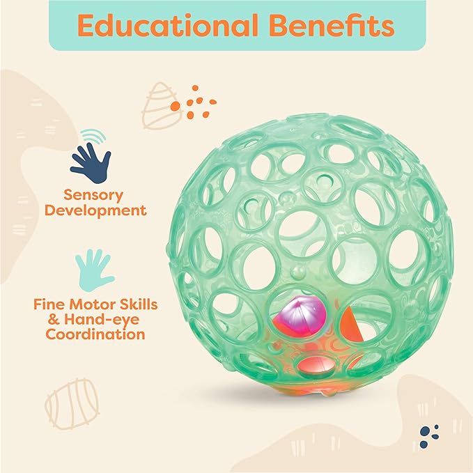 B. toys – Sensory Lightup Baby Rattle – Textured Ball with Holes – Glowing Lights & Rattle – Infants, Babies – Grab n’ Glow – 0+ Months