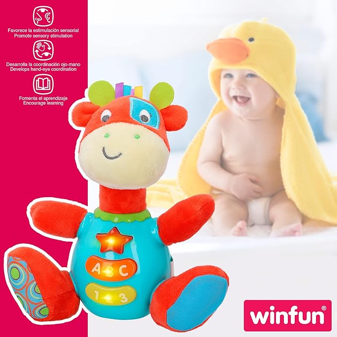 winfun 85177 Jirafa with colorful lights, Spanish language, color/model sorted